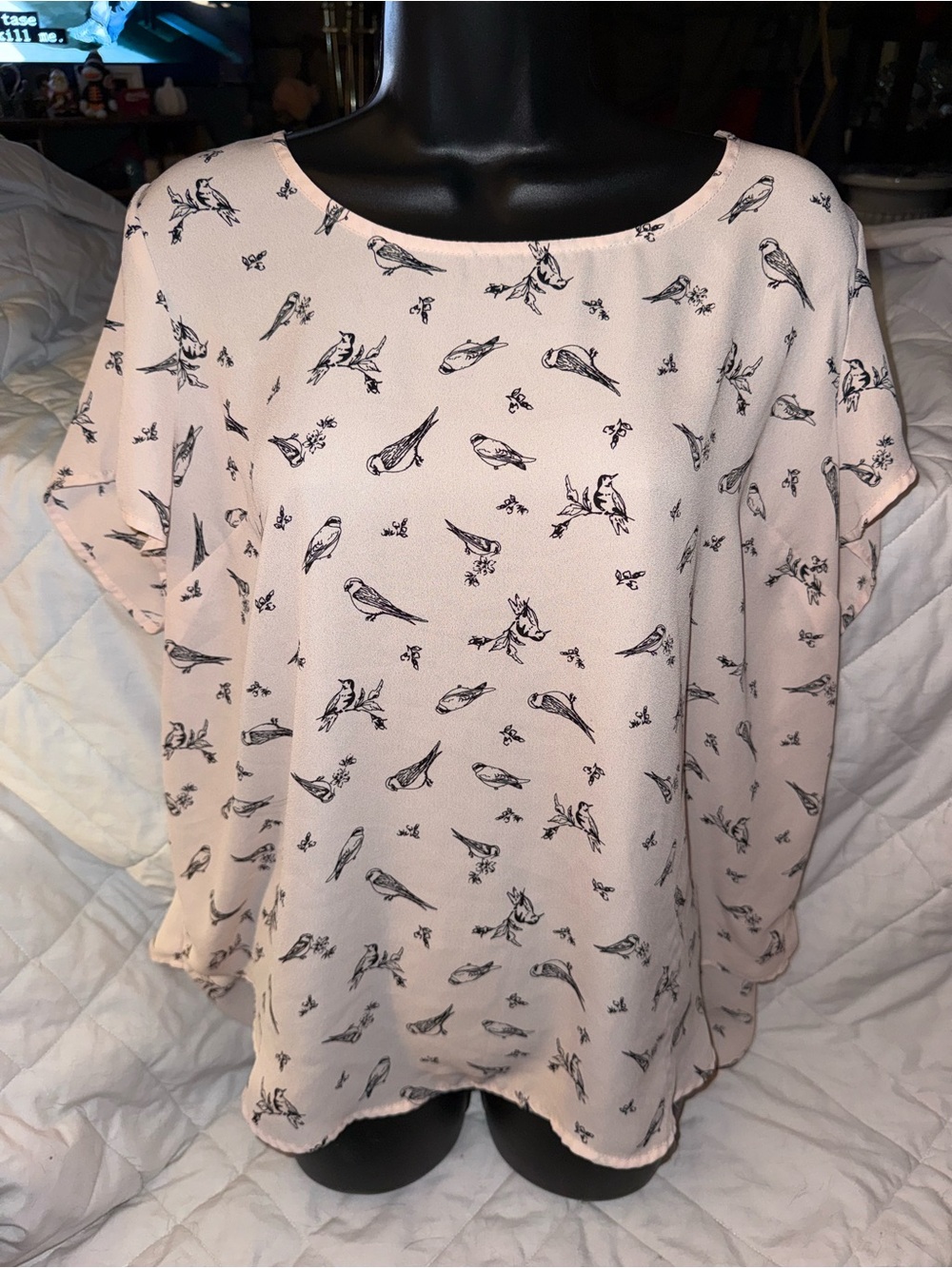 Torrid Abbey Georgette Bow back Bird print Blouse
